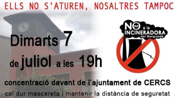 PCercs's tweet photo. La plataforma us convida a venir dimarts 7 de juliol a les 19h davant l'ajuntament de CERCS.#airenetcercs #niaquínienlloc #berguedàsostenible #noincineradoracercs @damiacalvet https://t.co/JMfuhlspFg