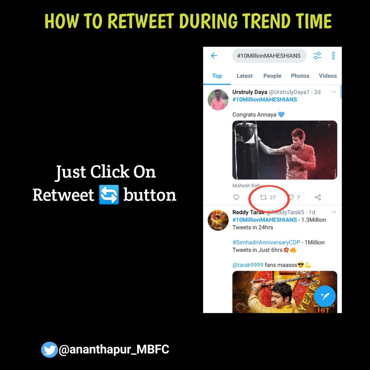 How To Retweet The Tweets during Trend Time  @urstrulyMahesh  #SarkaruVaariPaata  #MaheshBabu