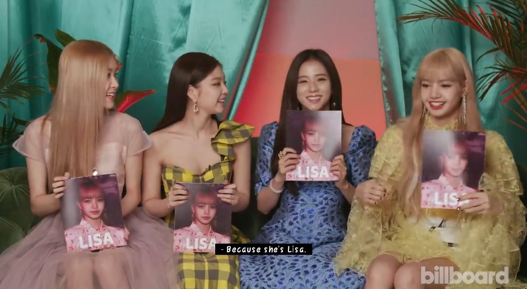 BLACKPINK MEMBERS(From Billboard interview)Q:Who is the best dancer?A:Rosé,Jennie,Jisoo Choose Lisa (plus lisa too she's know)Rosé:Lisa just knows.‘cause she's the dancing machine of our group.Jisoo: Because she's Lisa.I'll just leave it here even your gurl said it