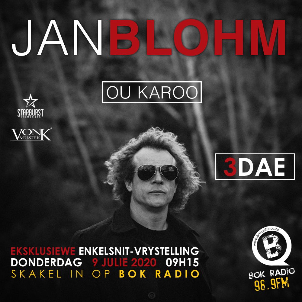 StarburstPromo's tweet photo. #3Dae! #OuKaroo! @JanBlohm !!!
Eksklusief op @BokRadio !
@VonkMusiek @WynandvHeerden @AfrikaansM @SACelebTweets @sa_artists @AlishiavanDev https://t.co/eUIAkQZ6rd