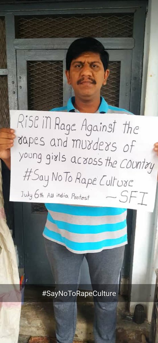 SFI_CEC's tweet photo. Comrades from Rajasthan and Andhra Pradesh joining our All India Protest against sexual harrasment and crime against women! 
#SayNoToRapeCulture https://t.co/1bNsytgoY6