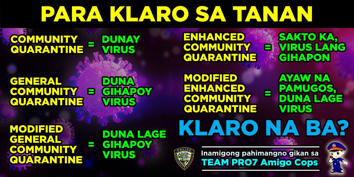 bienunidopsbppo's tweet photo. BIEN UNIDO POLICE STATION KAABAG NIMO 24/7

KLAROHAY LANG TA NINYO BAI!
SI COVID WALA PA NAWALA.
BASAHA KINI ARON MASABTAN NATONG TANAN.

#TeamPRO7
#WeServeAndProtect
#PNPKaubanNimoBatokCOVID19
#bienunidopolicestation
#StayHomeSaveLives https://t.co/qviZjgqjuI