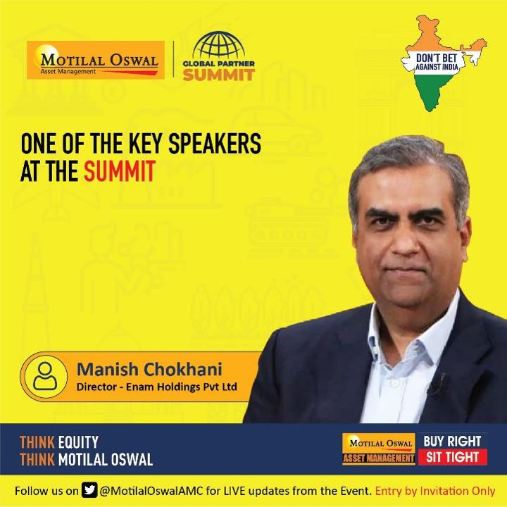 MotilalOswalAMC's tweet photo. Mr. Manish Chokhani - One of the key speakers at the Motilal Oswal Global Partner Summit. Watch this space for more updates! #MOGPS 

.@akhilchat https://t.co/IRqzi0UoOl