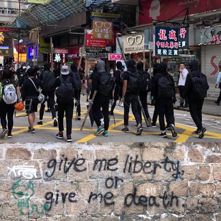 XueyingZhang's tweet photo. Give me Liberty 
          Or
Give me Death.

#FreeHongKong https://t.co/RPgOicofg7