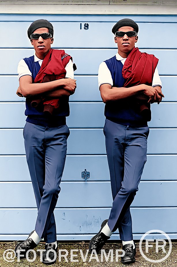 A recent revamp of the Islington Twins #IslingtonTwins #damagedphoto #photorepair #oldphoto #photography #photoediting #oldphotograph #vintagephoto #photorestoration #colorising #Colorised #photocorrection