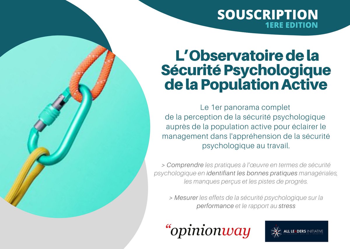opinionway's tweet photo. #souscription @opinionway lance avec @AllLeadersInit1 l' Observatoire de la Sécurité Psychologique de la population active ! #management #QVT #RH 
🚀 Pour en savoir plus, contactez Stéphane Lefebvre-Mazurel, Directeur du pôle Smart City &amp; INside 📧 slefebvre@opinion-way.com https://t.co/0WIFPNzTmq