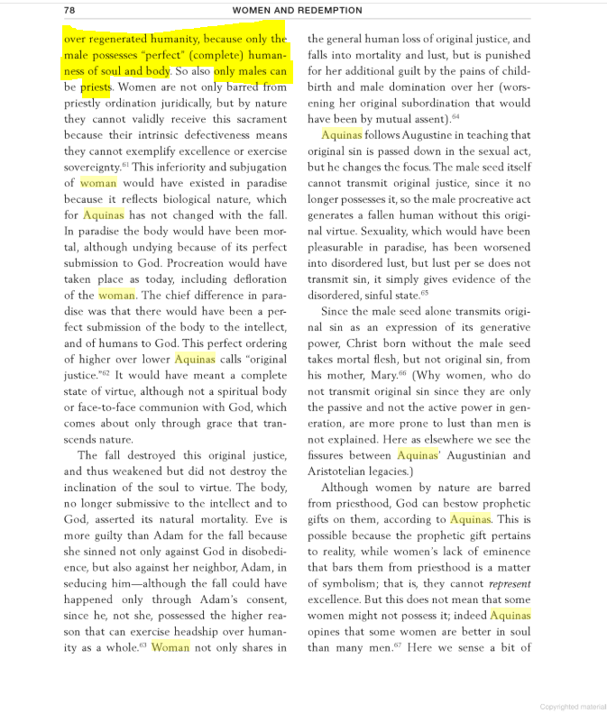 12th Century Acquinas agrees mostly with Aristotle view on  #Woman.He considers  #Woman as defective male not capable of preaching. To him  #Woman were derived human being and mostly inferior to male. @77OmShantiOm  @onlyonenetra  @lakshmianand96 8/n