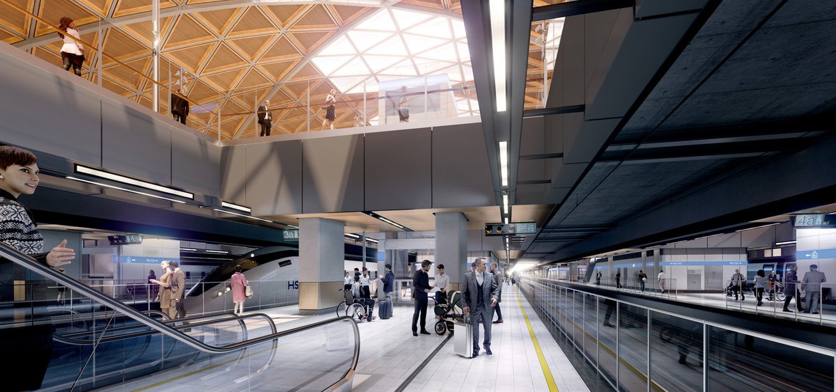HS2ltd's tweet photo. HS2 is building four new stations that will be energy efficient and low carbon in operation. They’ll generate renewable energy to minimise #carbon emissions and will be among the most sustainable stations in the world. Find out more: https://t.co/SMdRMAYUUr https://t.co/FYYblp4QJT