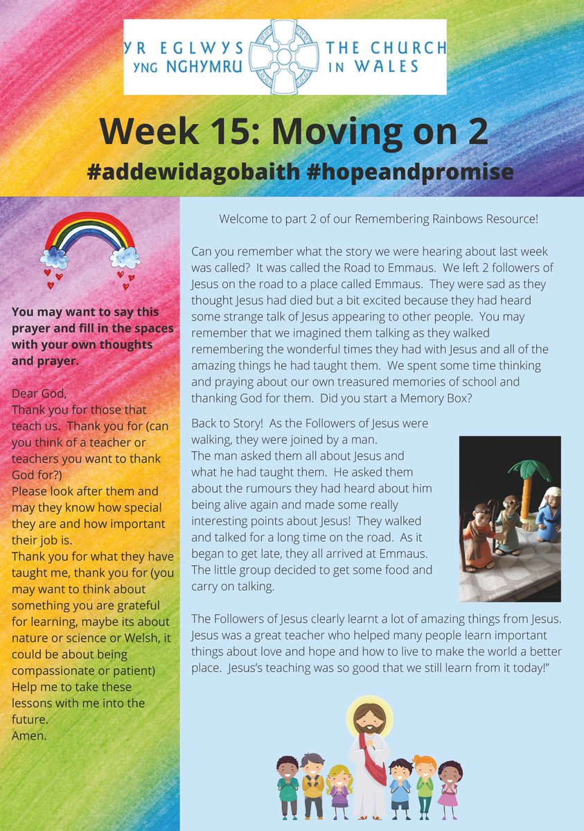 CYFGreatBrecon's tweet photo. Hope and Promise - Moving On #addewidagobaith #hopeandpromise #greaterbrecon @swanbreced @swanbreced @Swanbrec @ChurchinWales #hope #teacher #Children #families #movingon #mondaythoughts #MondayMotivaton #Welsh #English #resources #rainbow #memories #transition #CHANGE #schools https://t.co/b69JH2xBgb