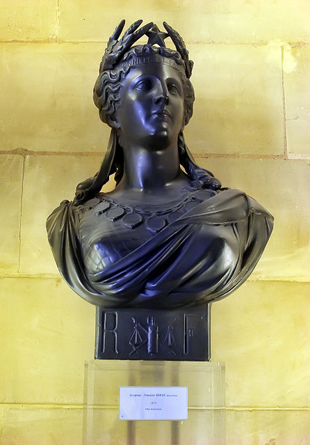 6/The 'Marianne' is an exalted figure in France that graces government halls & courts & the face of coins, a reminder of what the French fought for ...Liberty https://en.m.wikipedia.org/wiki/Marianne 