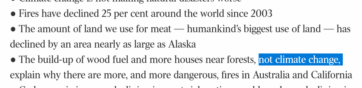 Just *one* more important little addition to this - the claim published in his book - and in the  @Australian - that Australia's Black Summer bushfire season was (a) not worse than any previous and (b) not impacted by climate change at all are both true, proper denial. Quick 