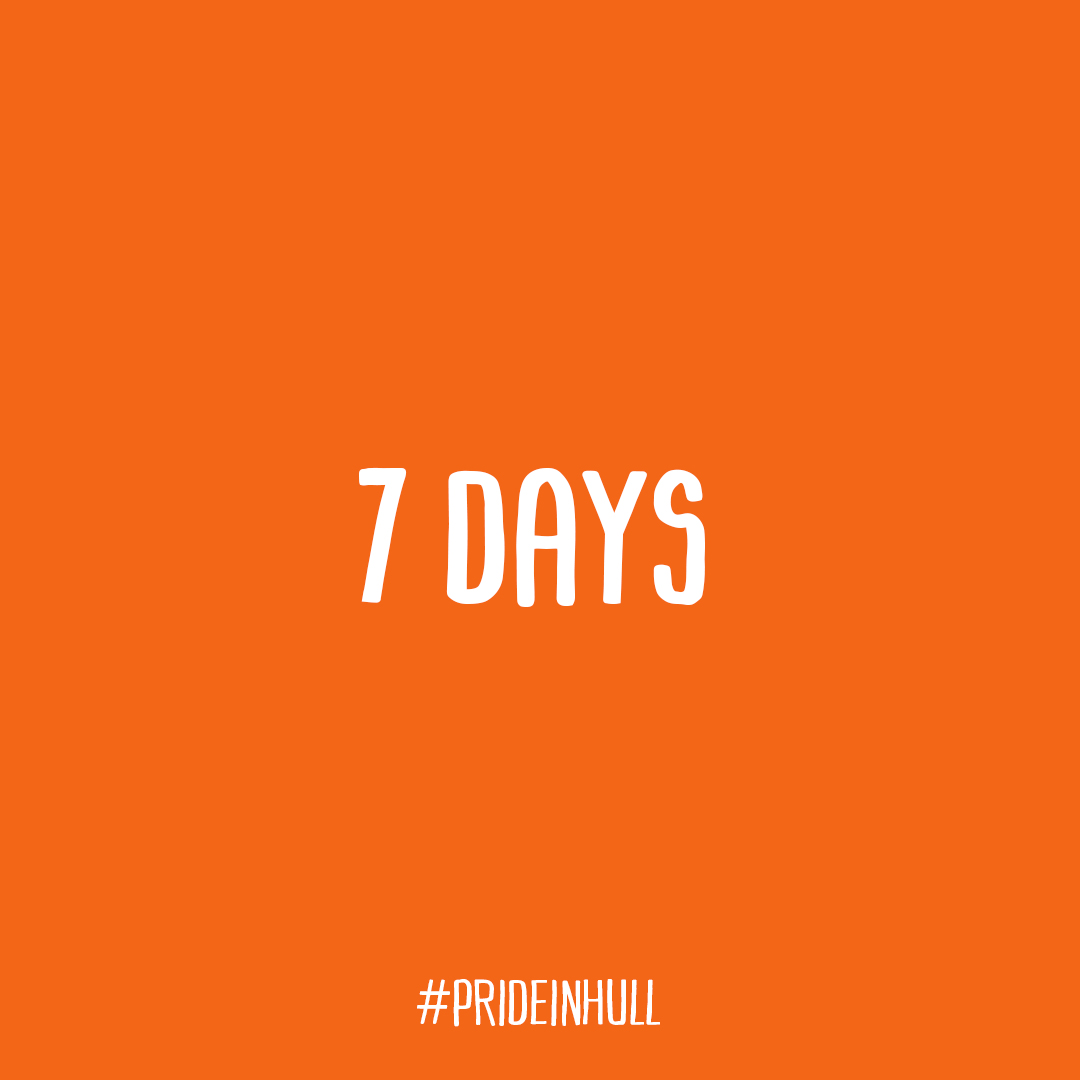 prideinhull's tweet photo. The countdown is on! 🌈 
7 days to go until #Pride in Hull 🌈 
But, also don't forget Pride in Hull have teamed up with @BTOHull to bring you Home Edition on the 24th! Plus, performances from 3pm on the 25th BOOM!
WE CAN'T WAIT! CAN YOU? https://t.co/jYYk5dzhLp