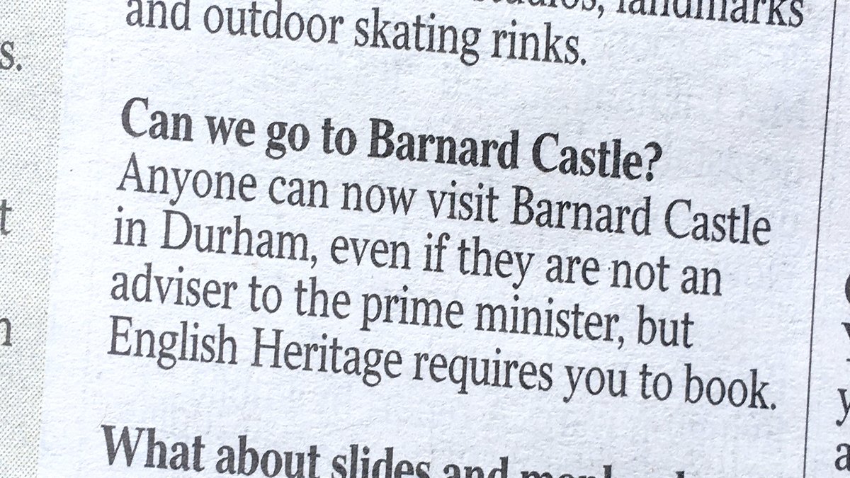 marshallcartoon's tweet photo. As lock down eases good news reported in The Times on Saturday. ANYONE can now visit Barnard Castle even if you're not a prime minister advisor! #DomCom #DominicCummings https://t.co/nxk7zPX6Ul