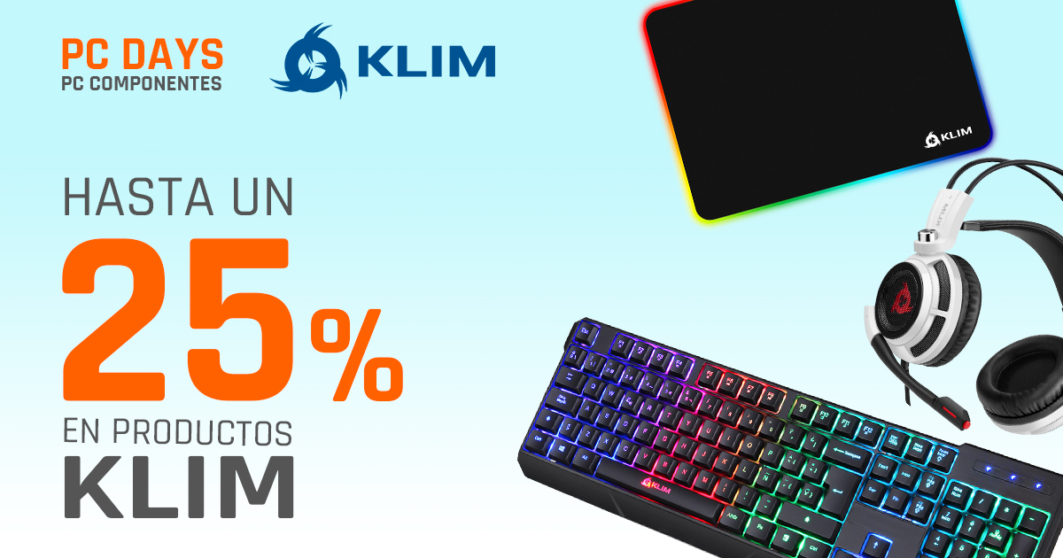 ¿Te has pasado ya por los PcDays de <a href="/pccomponentes/">PcComponentes</a>? Encontrarás algunos de nuestros productos con hasta un 25% 😎

Hoy lunes, ofertas en gaming y periféricos. 
Dale un lavado de cara a tu setup 👉pccomponentes.com/klim