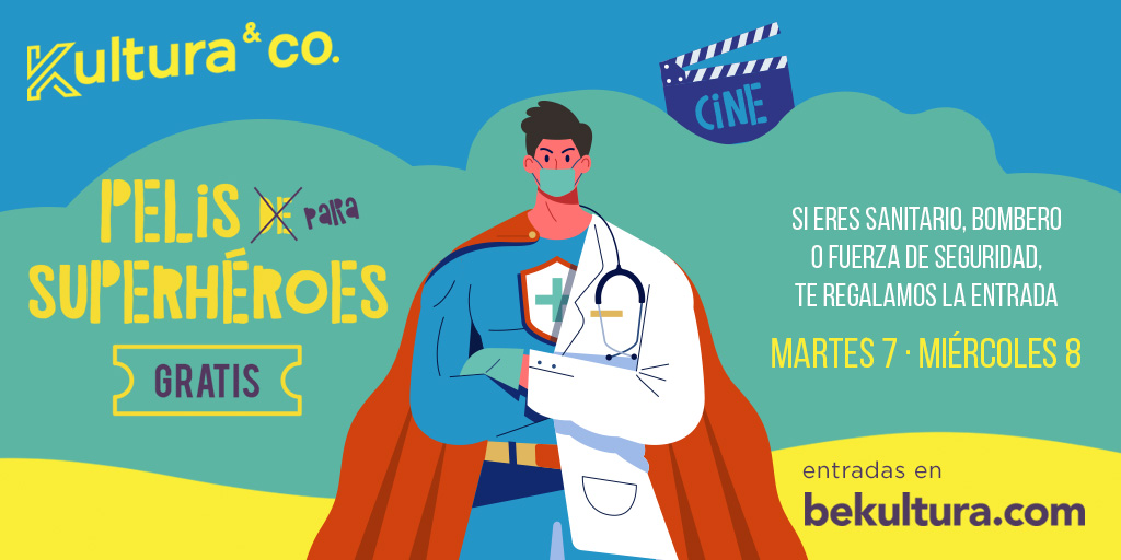 🔴¿Eres sanitario, policía, bombero, protección civil, servicios sociales?¿Vives en #Madrid y/o #Sevilla? Ven al cine este martes y miércoles GRATIS junto a tu familia. 
👉 Entra en entradas.bekultura.com / fibestickets.es
👉 Elige película 
👉 Introduce código GRACIAS