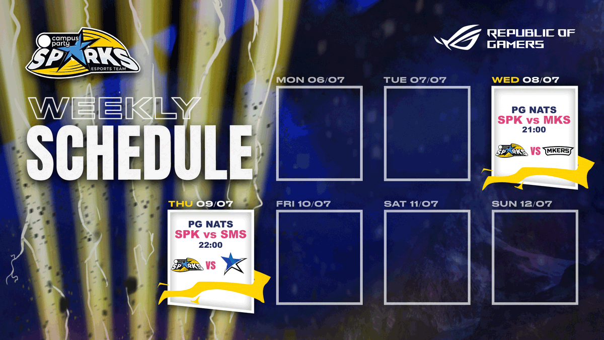 Non perdetevi questa settimana le battute finali del girone di ritorno del #PGNats, versus <a href="/mkersofficial/">Mkers</a> e <a href="/MorningStarsET/">Morning Stars</a> !

<a href="/PGEsportsIT/">PG Esports</a>
#ShiningArmy