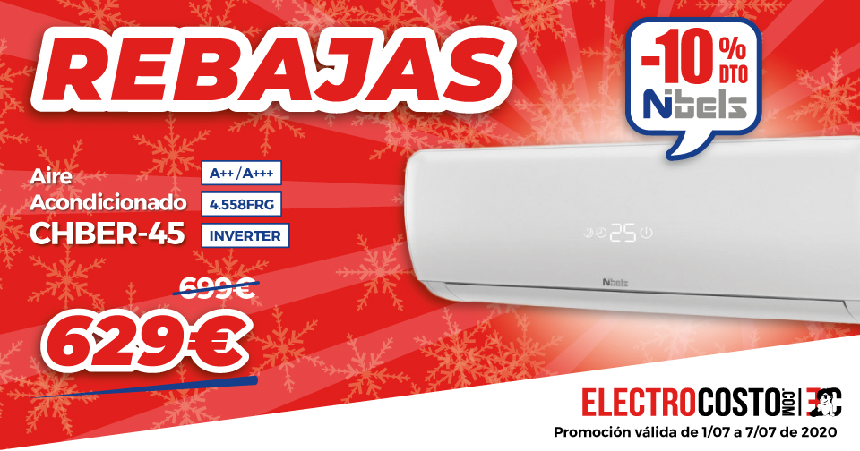 Electrocosto's tweet photo. ¡¡No olvidéis que podéis aprovechar el 10% de descuento en nuestros aires acondicionados #Nibels!! 😎

¡El verano ha llegado para quedarse, no dejéis pasar esta magnífica promoción!! 😏

👉 https://t.co/lj7vSsv8Bn https://t.co/wtDjMBnYaD