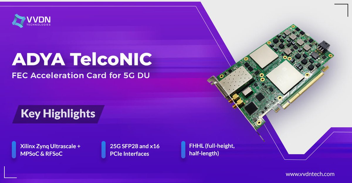 vvdn_tech's tweet photo. Are you looking for fast, adaptable &amp; accessible solutions for network acceleration?
Here we have the FPGA-based hardware acceleration card - ADYA TelcoNIC https://t.co/DwwJc1TzRv

#vvdntech #technology #engineering #smartnic #networkinterfacecards #5g #accelerationcards https://t.co/gdVegE8wrD
