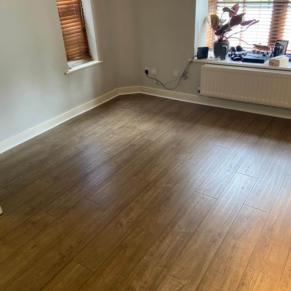 Another beautiful Quick-Step laminate installation by Charlie &amp; Andy...

...one of our favourite colours too - “Scraped Oak Grey Brown” from the Impressive Range. 

Head over to our website to book your free quote today - floor24.co.uk