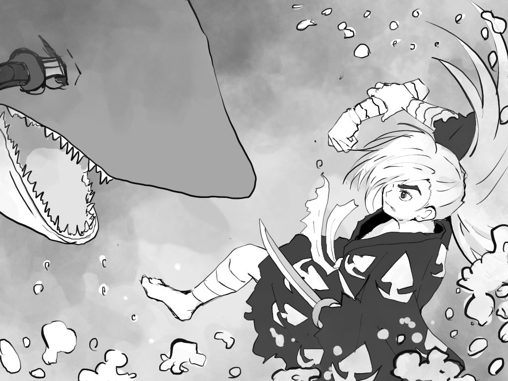 アニキと二郎丸の水中戦、すごくかっこいいよね。
原作『どろろ』4巻22pのシーン。 