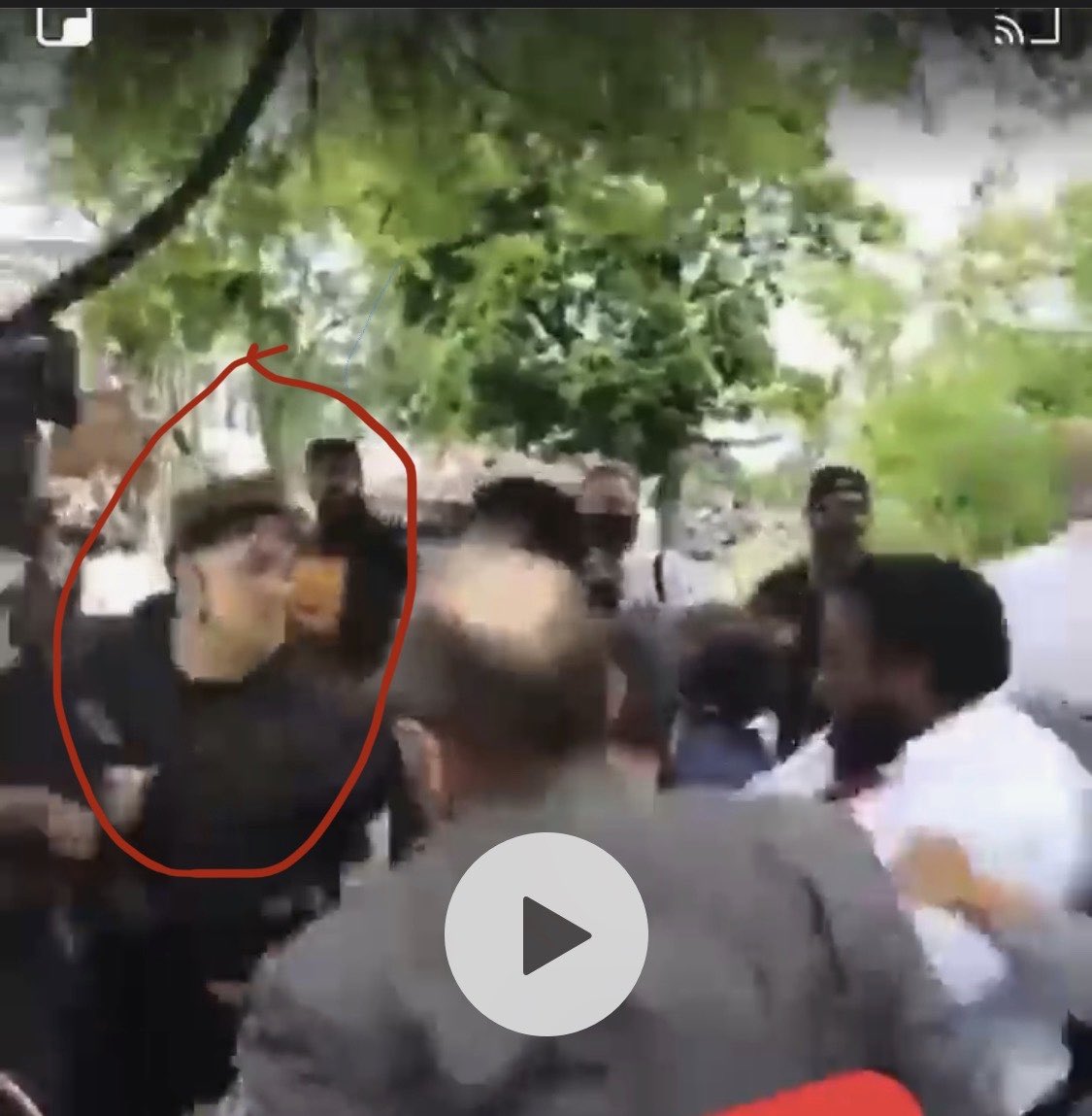 realgbctroyny's tweet image. Meet Chris Canfield, very identifiable tattoos, as he blocks a black lady from entering, shoves our pastor, then delivers punches to a man from the church attempting to get through up the stairs.

“Peaceful protest”