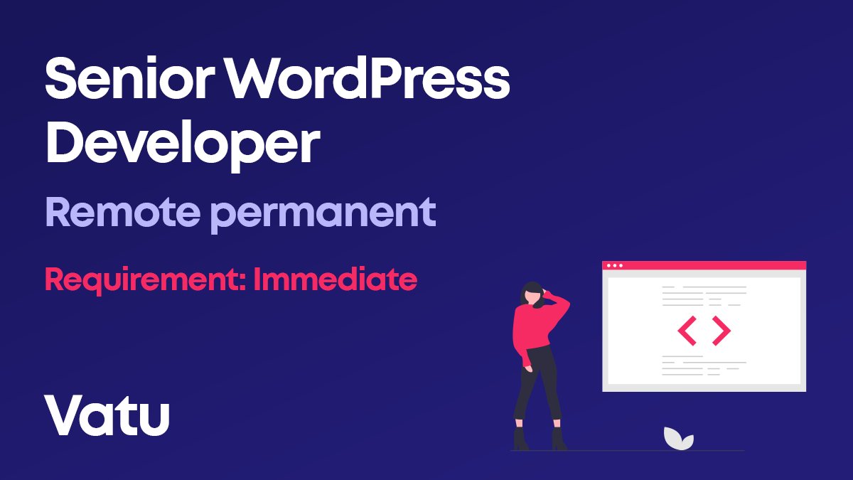 dmpinder's tweet image. .@team_vatu are looking for a Senior #WordPress Developer to join our remote UK team!
⚡️ Advanced WordPress / #WooCommerce
⚡️ Plugin, theme, database, and API dev
⚡️ Bonus if you know Laravel, Headless WP, a11y, CI/CD
👉 £40k salary + more
Details: bit.ly/vatu004 #job