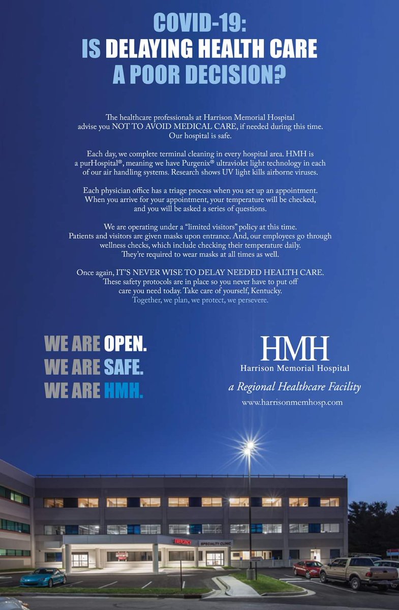 harrisonmemhosp's tweet photo. WE ARE OPEN
WE ARE SAFE
WE ARE HMH https://t.co/q3dAuSoeGP