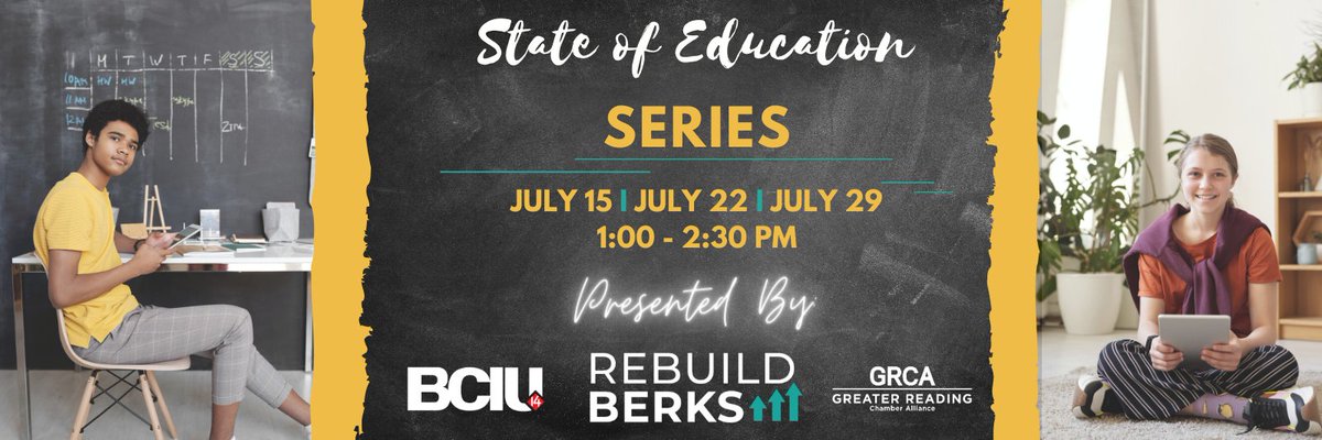 The BCIU is proud to partner with <a href="/ReadingChamber/">Greater Reading Chamber Alliance</a> for the three-part State of Education webinar series. The first session is July 15 at 1 p.m. 

Register today to learn about the plan for reentry for students, faculty, and staff in #BerksCounty schools. business.greaterreading.org/events/details…
