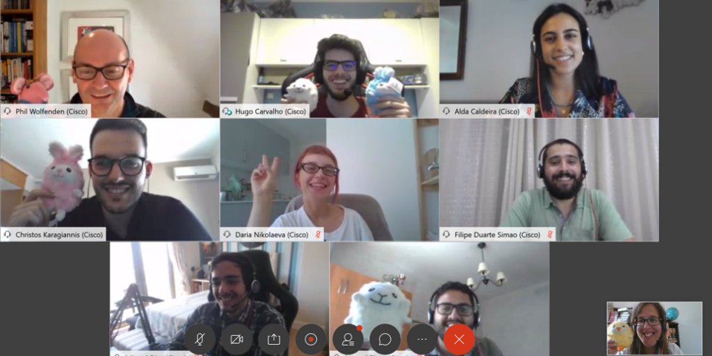 pwolfend's tweet photo. Virtual Lunches with our #CXAcademy Lisbon Graduates are becoming a tradition - and what a great one, too! @CiscoPortugal @CiscoCX @alistairwildman #WeAreCisco https://t.co/mzQwBvvhmI