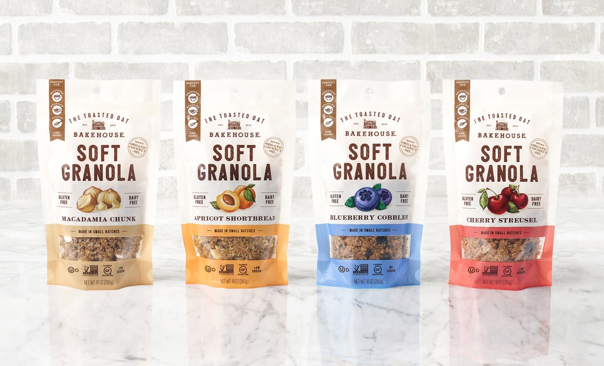 TheToastedOat's tweet photo. ✨NOW DAIRY FREE!✨All of our Soft Granola is now dairy free... &amp; we have a new look! Enjoy the same delicious Bakehouse taste, now made with organic coconut oil. https://t.co/EAxBbevNMT #dairyfree #glutenfree https://t.co/QSFlw6bZmM