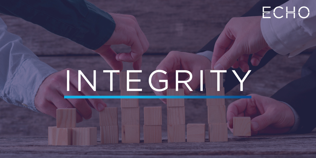 The next ECHO Core Value is Integrity, incorporating concepts of honesty, moral principle, wholeness, and unity. ECHO staff is committed to making the individual’s experience as whole and complete as possible by always putting the participants and their needs first. #Integrity