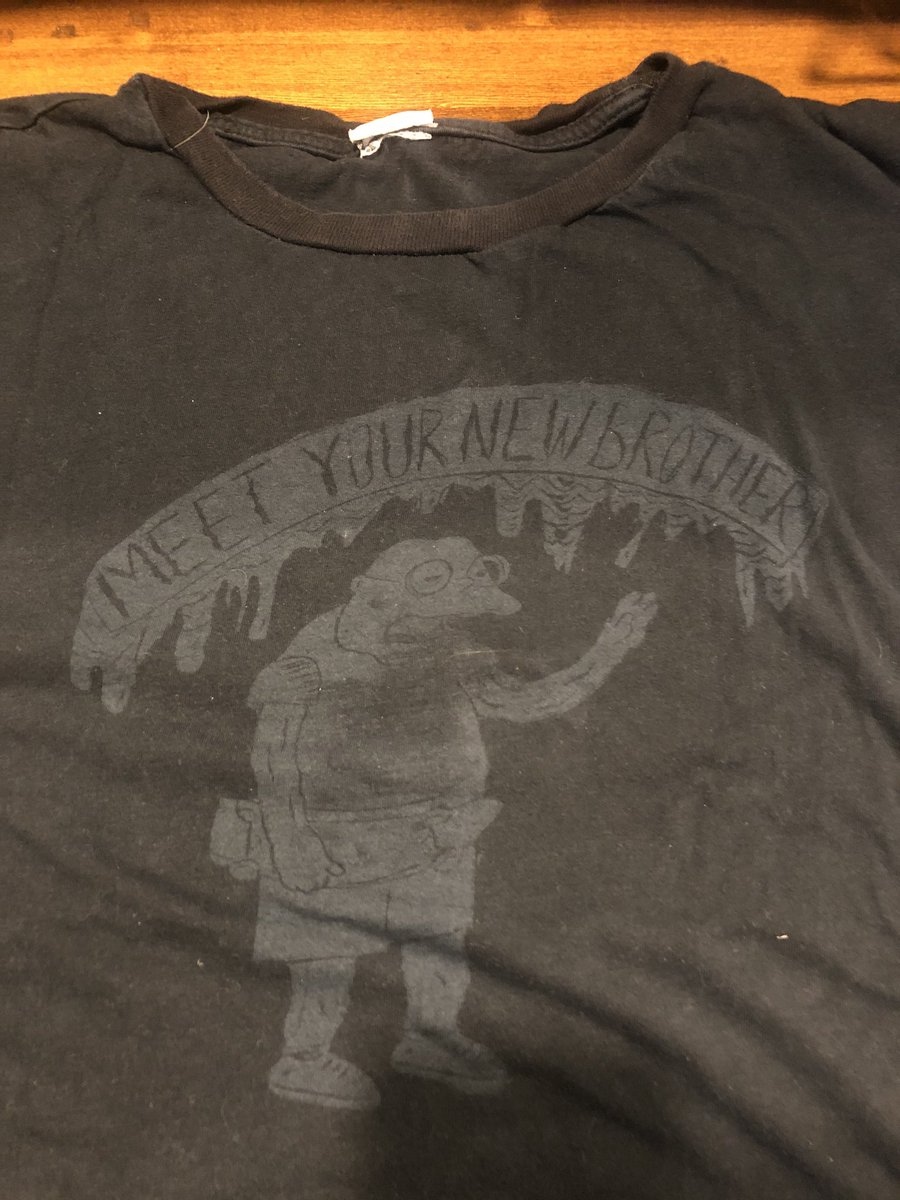 RyanHall1725's tweet photo. @woohootriviaTO @SilverSnailTO The two Simpsons shirts I own. One is like kissing a peanut. The other is great for scaring away baboons. https://t.co/hYSm9r6VJH