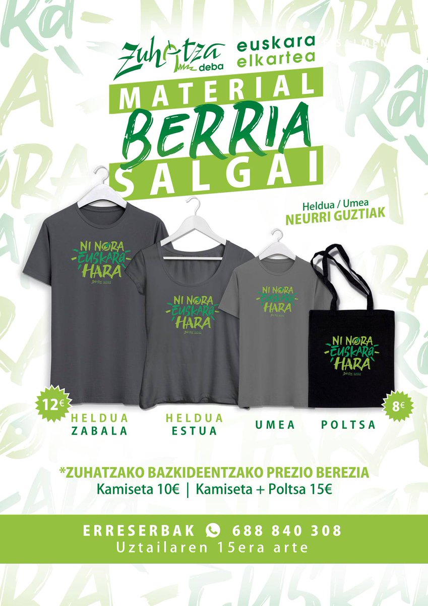 iaa7733's tweet photo. "Ni nora ,euskara hara" #Zuhatza euskara elkartearen kamiseta eta poltsa berriak.Nik erreserbatu dut nirea eta zuek ? https://t.co/eO1zuJwRlm