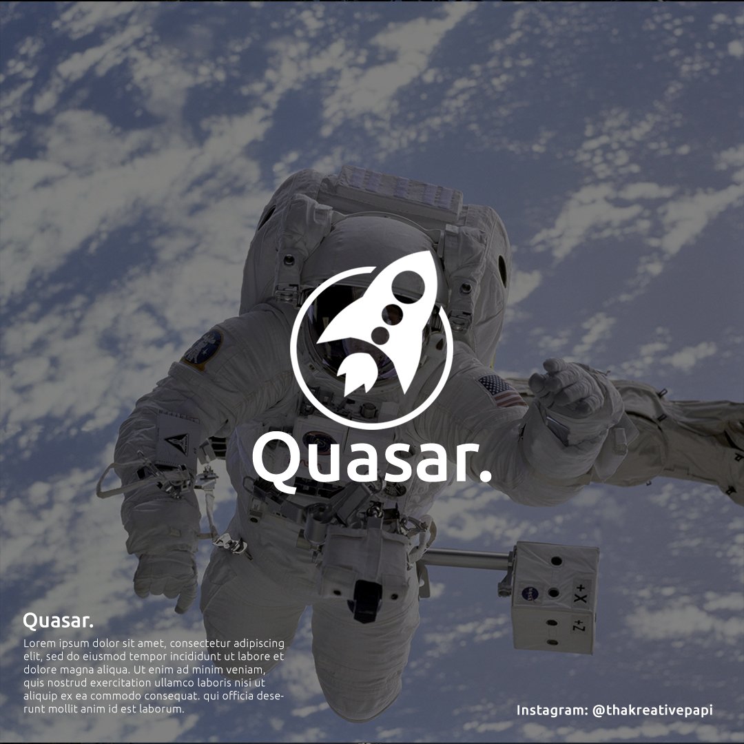 thevoiceoverbea's tweet photo. Prompt 1/50
My first prompt was to design a Rockship under any of the following space names (Aerospace, Quasar, Comet and Axis) and I decided to go with Quasar.
#DLCLogo #abstractlogo #logomark #logochallenge #thakreativepapi #spacelogo #rocketship #dailylogochallenge https://t.co/sq4Ui8JviJ
