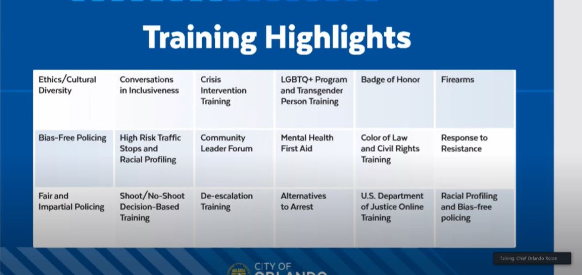 The department is basically bragging about doing these trainings already. Not making a good case for these trainings actually making a difference in policing. They are discussing some "potentially" doing "training enhancements". Still no solid plans or references.