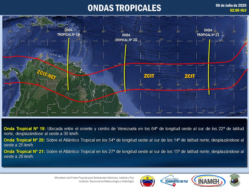 #6Jul #INAMEHInforma  Seguimiento de Ondas Tropicales. #Reporte de las 05:30 HLV <a href="/tutiempopereira/">Jose Ramon Pereira</a> <a href="/NestorLReverol/">Néstor Reverol</a> <a href="/NicolasMaduro/">Nicolás Maduro</a> #FelizLunes