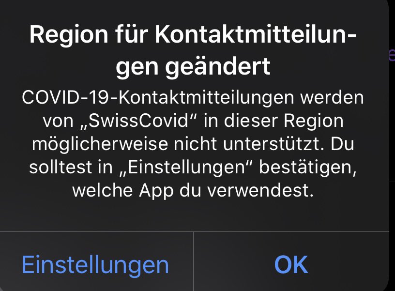 benivo's tweet photo. Schon zum zweiten Mal erscheint diese Meldung auf meinem Smartphone, obwohl @SwissCovid korrekt installert und Tracking aktiviert ist. Bug oder Feature? Ist Apple schuld? https://t.co/H1Go1ziVwa