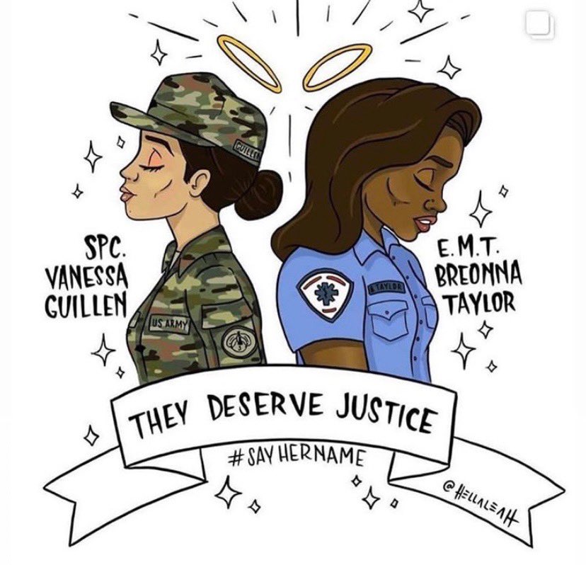 A tale of two women losing their lives to a system that was supposed to protect them. America may have failed them but we won’t. The fight for them does not end until justice is served. #SayHerName #SayTheirNames #VanessaGuillen #BreonnaTalyor