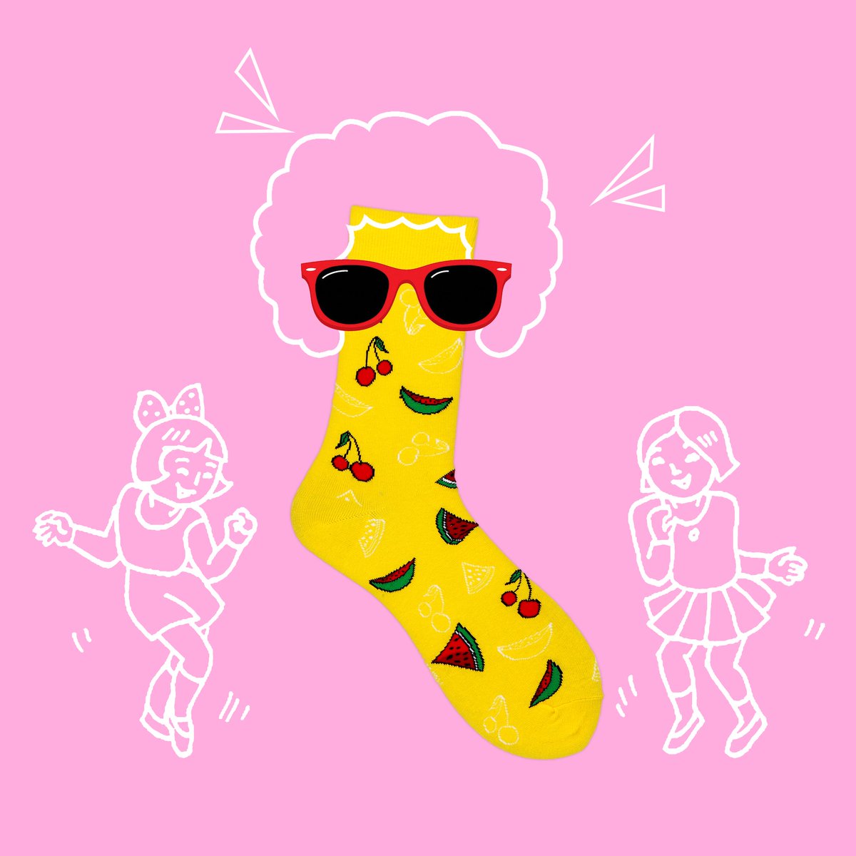 Yellow is a very conspicuous color, easy to catch the eyes of others, the graphics are a variety of fruits, randomly distributed, bringing a sense of casualness.#socks
kaitesocks.com