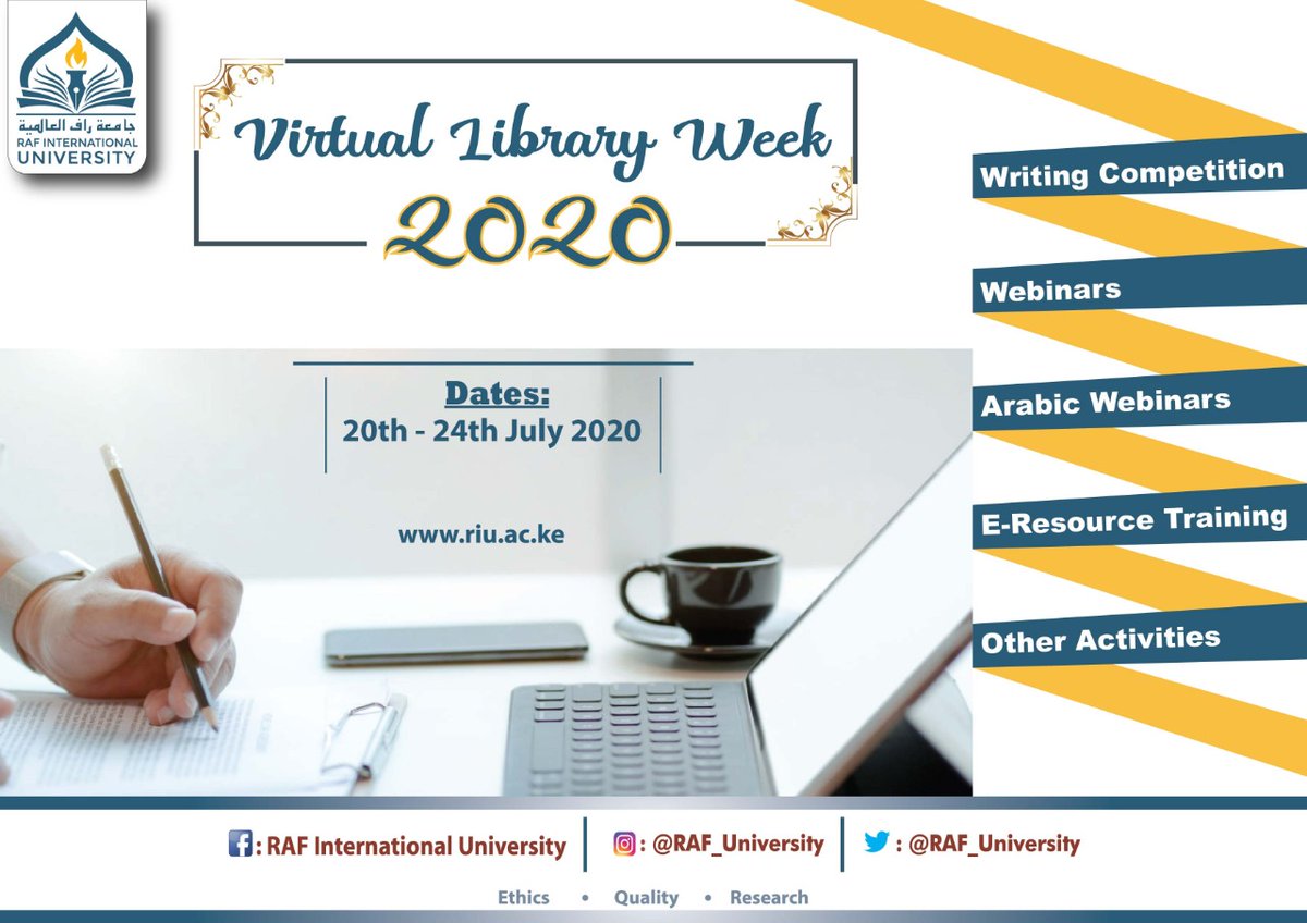 IslamicUniKe's tweet photo. At RAF International University, we continue to appreciate the impact of libraries in our societies. We welcome all to join us in celebrating #LibraryWeek2020.
#library
#keepsafe
#karibuRIU
#keepLearning
#experienceRIU https://t.co/9Y2lr1c1Jj