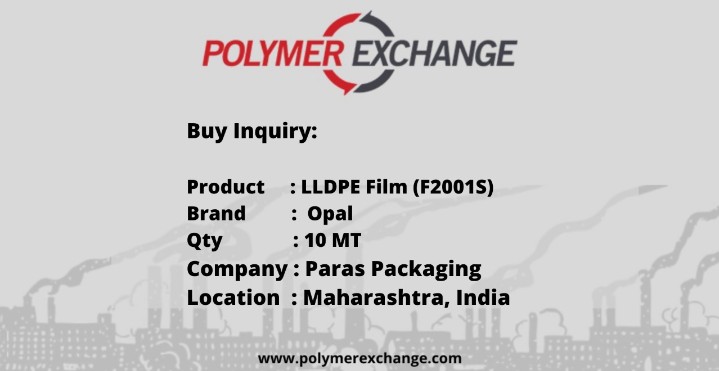 PolymerExchange's tweet photo. #Buy Inquiry:
Product: #LLDPEFilm (F2001S)
Brand: #Opal
Qty: 10 MT
Company: Paras #Packaging
City: Nashik
State: Maharashtra
Android: https://t.co/yfx5EpacCc
IOS: https://t.co/TUKujZ8Rl1
Or, visit https://t.co/MBIUavsQJH
#polymers #plasticindustries #Polymerexchange https://t.co/vEdrX5P9lZ