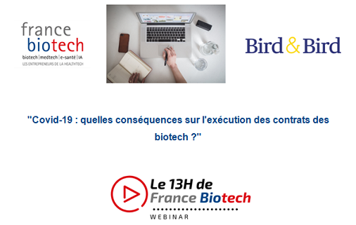 Webinar <a href="/FranceBiotech/">France Biotech</a> mardi 7 juillet, 13-14h, dédié à l’exécution de contrats de biotechnologie. Intervention de nos associés <a href="/GeraldineArbant/">Géraldine Arbant</a> et Stéphane Leriche. Inscriptions par mail aux membres de France Biotech adherents@france-biotech.org #biotech #Covid19
