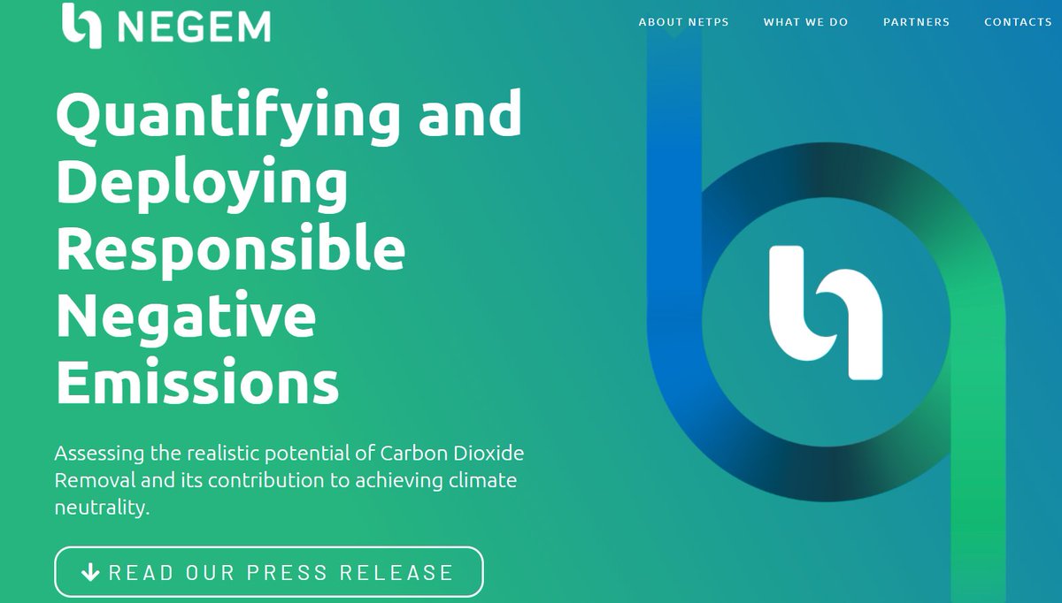 NEGEMproject's tweet photo. We're glad to inform you that a new #H2020 #EU has started! #NEGEMproject will assess the realistic potential of Carbon Dioxide Removal (#CDR) and its contribution to achieving #climateneutrality 
Click on https://t.co/wtQHbCOMiu &amp; read our 1st Press Release! @H2020EE #NETPs https://t.co/qHqo9yzpAE