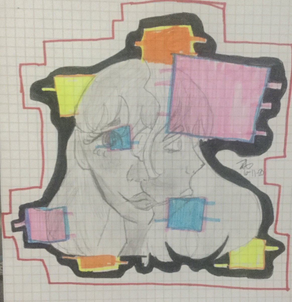 Peyton, 6th grade student, Medfield, self-portrait