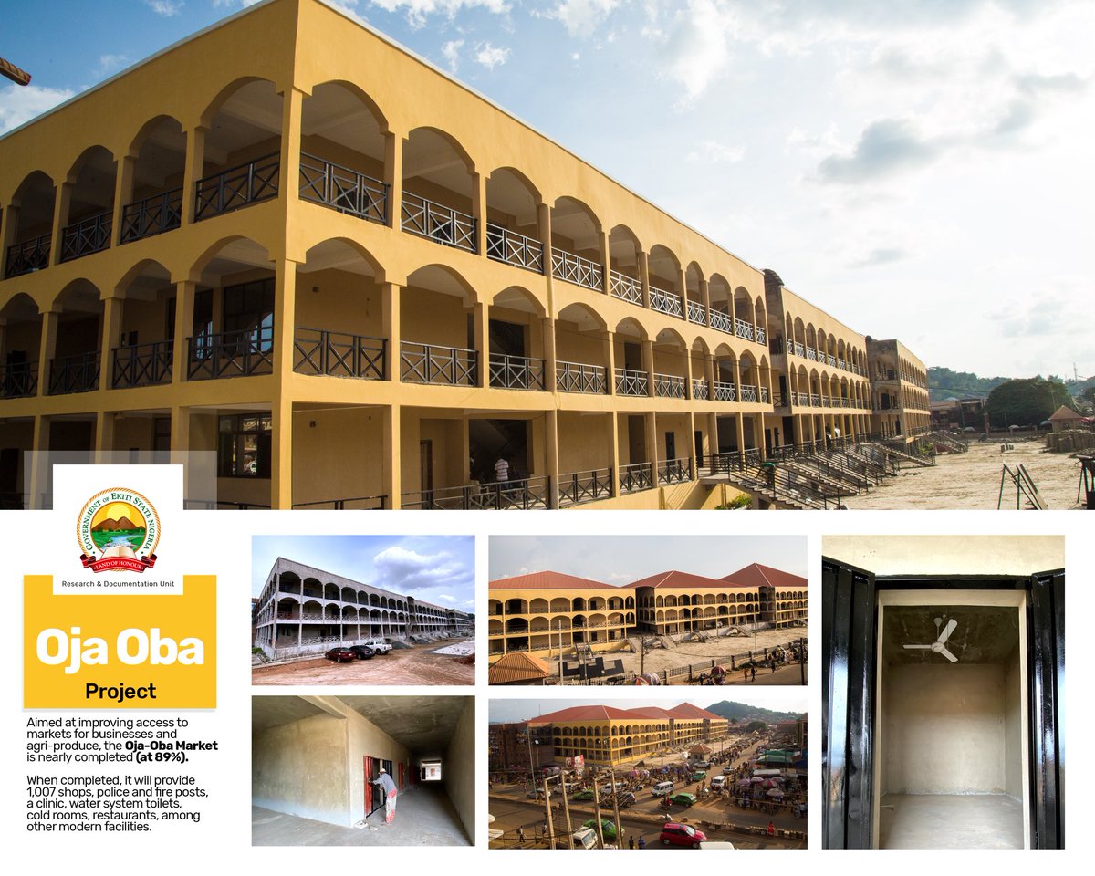 OJA OBA MARKET PROJECT UPDATE -  when completed, the market will provide access to 1,007 shops, police and fire posts, cold rooms, restaurants, among other modern facilities. #NewEkiti #PublicInfrastructure #OjaOba