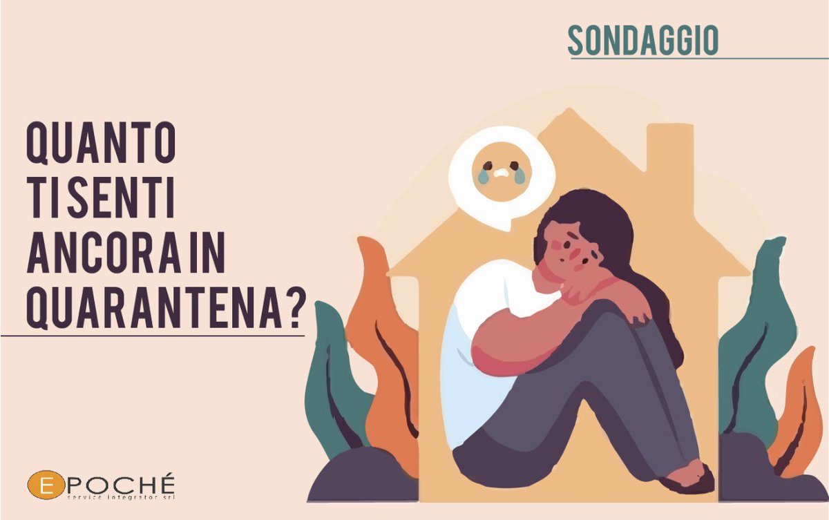 EpocheSI's tweet photo. In previsione del nostro webinar gratuito “LA SINDROME DELLA CAPANNA: ALLA RICERCA DELLA SICUREZZA PERDUTA", 
ti chiediamo di compilare questo breve sondaggio. 

Quanto ti senti ancora in quarantena? 

https://t.co/wUHSwhS85Y https://t.co/SwzTfL7Rrk