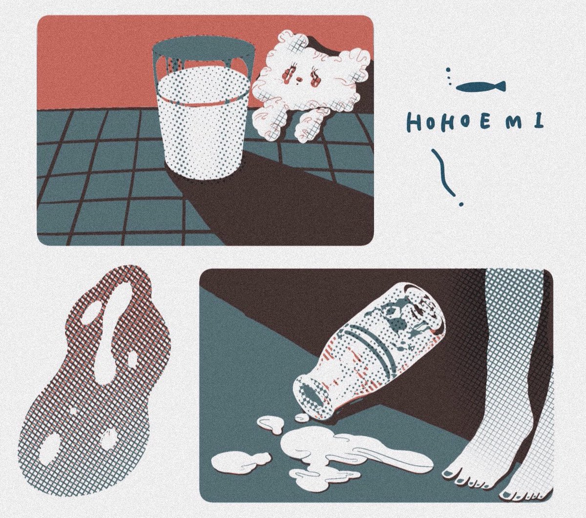 no humans english text tile floor halftone tiles fish barefoot  illustration images