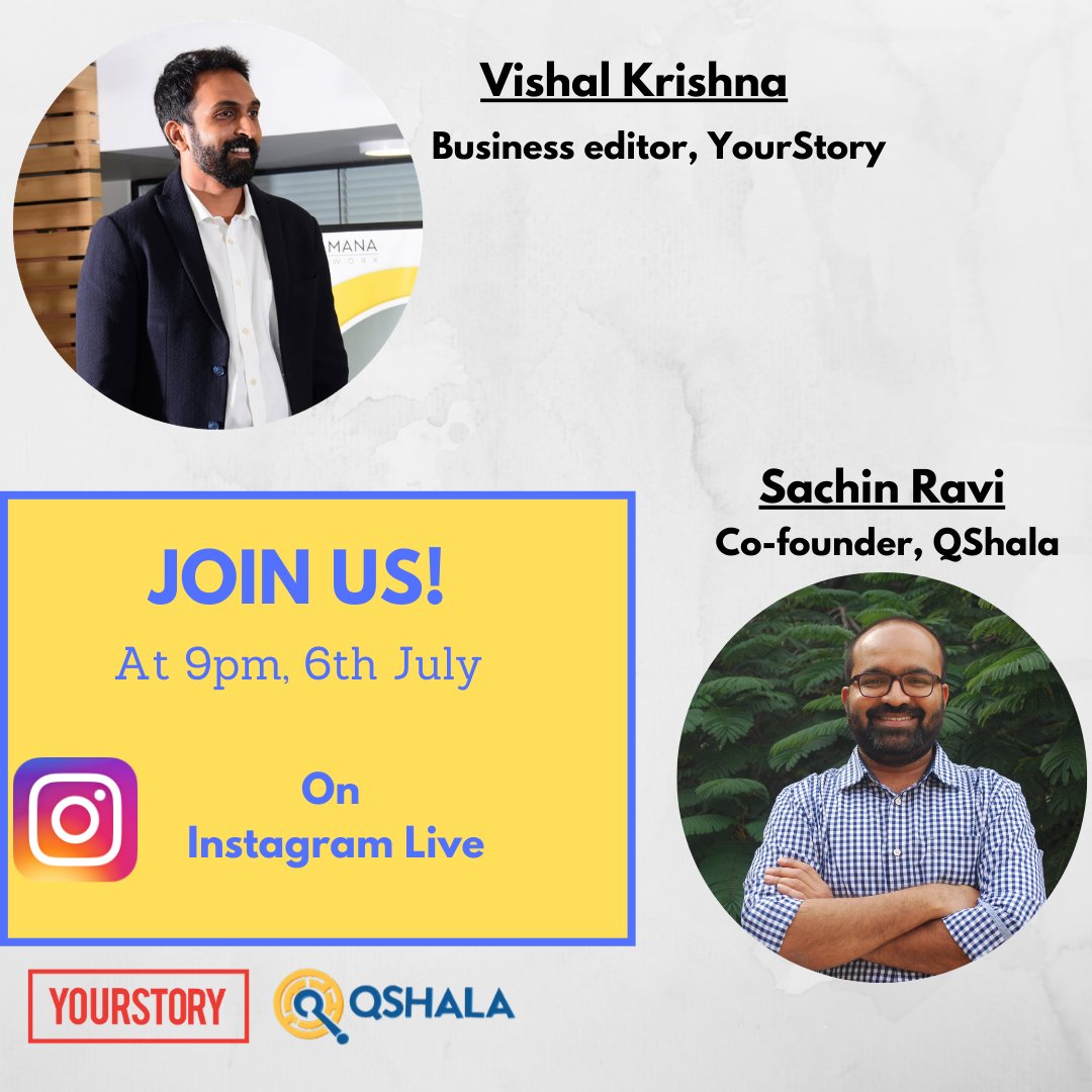 askwalnut's tweet photo. Join us for an Instagram Live with Vishal Krishna, Business editor at YourStory with our Co-founder Sachin Ravi. Catch our conversation at 9pm today!
#edtech #yourstory #qshala #instagramlive #Instagram https://t.co/fJ7VPOrscP