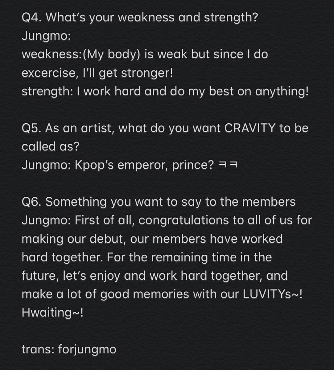 forjungmo's tweet photo. [trans]

Jungmo’s personal Q&amp;A https://t.co/ZEdS3L63hh