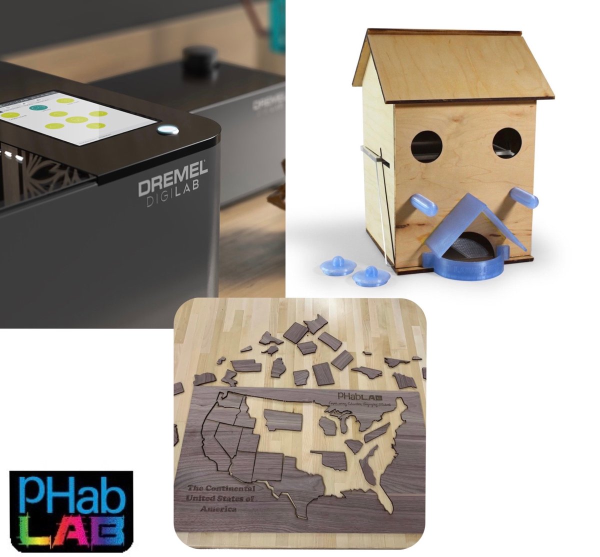 phablab's tweet photo. The #DREMEL DIGILAB Desktop Laser Cutter is easy-to-use, consistent, and most importantly, safe.
Which of these laser created projects do you like best?
.
.
.
#PHabLAB #palmerhamilton #fablab #stem #steam
#education https://t.co/YsVt3Nzoyz
